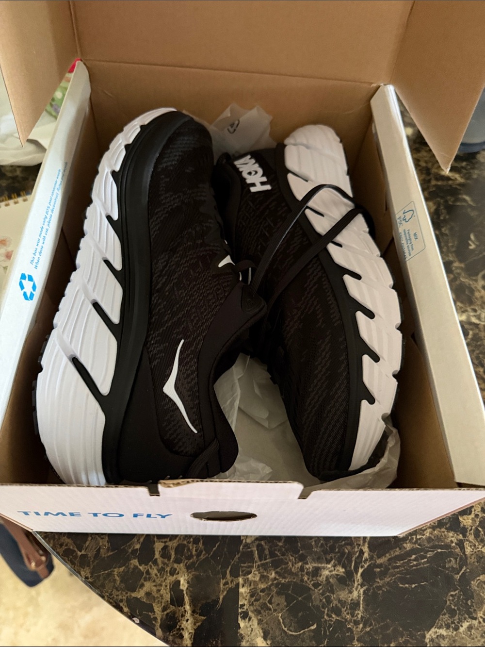 Hoka Men's Gaviota 4 Black and White Cushioning Running Shoes